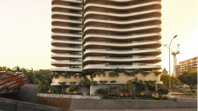 Architectural rendering of three proposed Avela tower elements